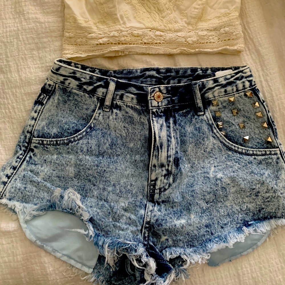 High waisted studded shorts